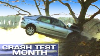 Crash Test Month Crashing Into A Tree At 55mph [upl. by Airtemak369]