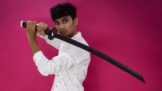 How to Make Demon Slayer Tanjiros Katana  Cardboard DIY [upl. by Hplodur]