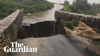 Bridge collapses as flash flooding hits North Yorkshire [upl. by Fiske935]