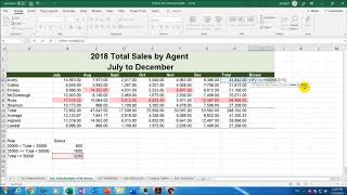 Ex1SalesAnalysis Calculating Bonus with IF function [upl. by Amilas]