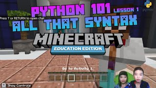 MINECRAFT PYTHON 101 Lesson 1 All that Syntax  Python Command Structure amp Syntax [upl. by Luedtke]