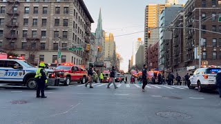 FDNY Responding to Manhattan Box 7310 Train Derailment and Collision [upl. by Cirnek]