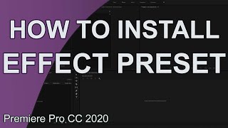 How to Install and Effects Preset in Premiere Pro [upl. by Llahsram969]