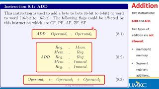 Ch8  P1 Arithmetic and Logic Instructions of 8086 Microprocessor  ADD and ADC [upl. by Eleonore]