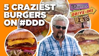 Top 5 MostINSANE Burgers Guy Fieri Has Tried on Diners DriveIns and Dives  Food Network [upl. by Sucy860]