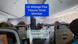 Review United Airlines Frequent Flyer Premier Silver Member  Economy Plus upgrade mileage plus [upl. by Nesyrb]