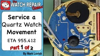 How to service a quartz movement ETA 955 412 Watch repair tutorials [upl. by Semyaj]