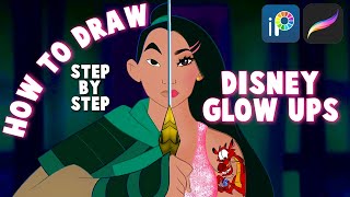 How to Draw Disney Glow up  Step by Step on iPad  TIKTOK [upl. by Nahtaneoj685]