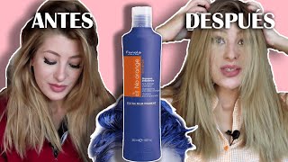 Champú AZUL en pelo NARANJA rubio y castaño  FANOLA NO ORANGE BLUE SHAMPOO  Matizar pelo rubio [upl. by Ajile245]