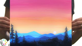 Acrylic Painting Tutorial for Beginners  Easy Sunset Landscape Painting [upl. by Sontich445]