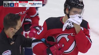 PK Subbans Slapshot Hits Nico Hischier [upl. by Cahilly]