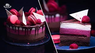 Tort Trio cu Zmeura si Ciocolata  Neapolitan Mousse Cake EN SUB [upl. by Sculley]