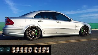 W211 Mercedes E55 AMG V8 Brutal Acceleration Burnout Donuts And Exhaust Sound [upl. by Sicnarf775]