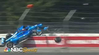 Massive wreck in first lap of IndyCar ABC Supply 500  Motorsports on NBC [upl. by Essirehc]