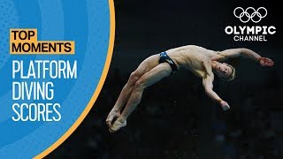 Top 3 Olympic 10M Platform Diving Scores Ever  Top Moments [upl. by Raddy]