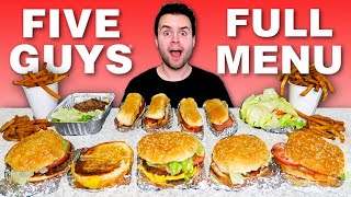 Trying Five Guys FULL MENU Burgers Fries Hot Dogs REVIEW [upl. by Elletsirk]