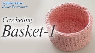 Crochet Basket With Tshirt Yarn [upl. by Seligmann914]