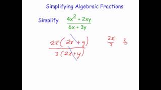 Simplifying Algebraic Fractions [upl. by Ardnala340]