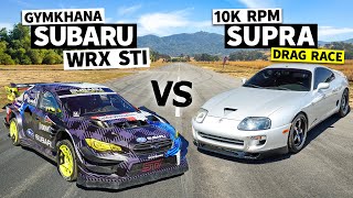 10000 rpm Supra With 1100hp Races Travis Pastrana’s 862hp Subaru WRX STI Gymkhana Car [upl. by Hanna]