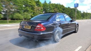 MercedesBenz E55 AMG V8 Kompressor BURNOUTS amp ACCELERATIONS [upl. by Akcinat]