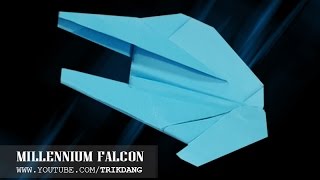 STAR WARS PAPER AIRPLANE  How to make a Simple paper airplane model  Millennium Falcon [upl. by Neyugn]