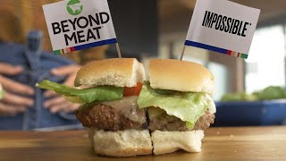 Impossible Burger vs Beyond Meat Burger Taste Test [upl. by Shimberg]