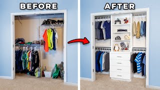 DIY Closet Organization with Shelving and Drawers [upl. by Esorrebma]