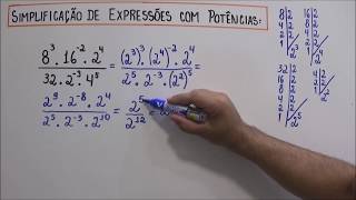 SIMPLIFICAÇÃO DE EXPRESSÕES COM POTÊNCIAS [upl. by Sollows]