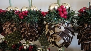 How To Folded Fabric Pinecone Ornaments [upl. by Emmi]