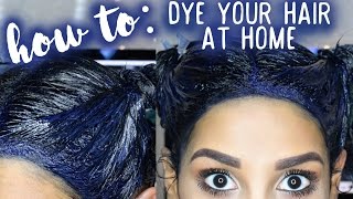 How To Dye Your Hair At Home BLUE BLACK [upl. by Lulu322]