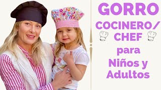 GORRO COCINERO  CHEF PARA NIÑOS Y ADULTOS  Un regalo perfecto [upl. by Schwab]