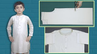 Boy Kurta Kameez Cutting And Stitching  For 8 To 10 Years Boy  In UrduHindi [upl. by Nyliac]