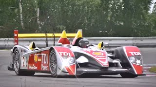 Audi R10 TDI SOUND in Action  Accelerations Fly Bys amp Downshifts [upl. by Annawat]