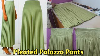 Pleated Palazzo Pants Cutting and Stitching  Plazzo Pant Design  Zara Boutique [upl. by Drofdeb]