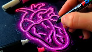 How to Draw GLOW Like a PRO neon lights on paper tutorial [upl. by Argyres982]