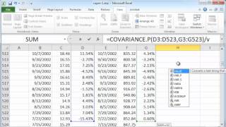 Calculating stock beta using Excel [upl. by Lerred]