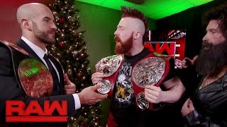 Cesaro amp Sheamus receive their new Raw Tag Team Titles Raw Dec 19 2016 [upl. by Einatirb]