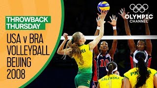 Brazil Women beat USA for their first Volleyball Gold  Beijing 2008  Throwback Thursday [upl. by Seditsira]